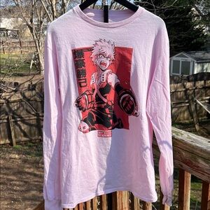 My hero academia, pink, long sleeve T-shirt
